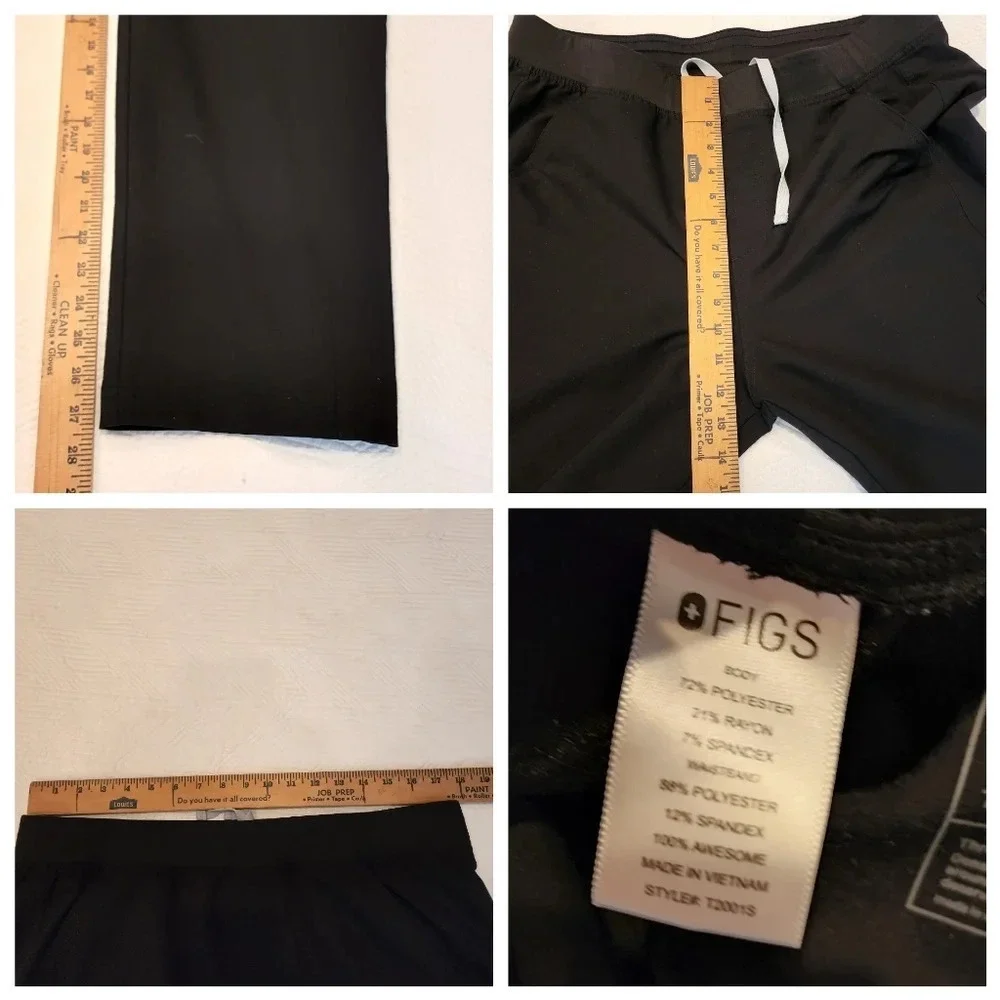Figs Men's Axim Black Cargo Scrub Pants Size XL Short‎ XLS